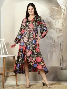 plusS Floral Printed Wrap Midi Dress