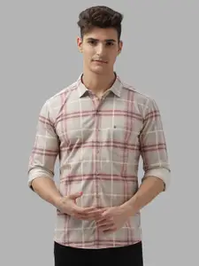 BULLMER Men Spread Collar Buffalo Checked Cotton Relaxed Fit Casual Shirt