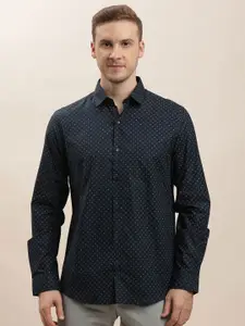 Turtle Men Classic Spread Collar Micro Ditsy Printed Cotton Slim Fit Formal Shirt