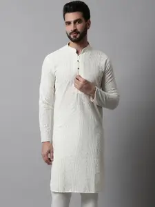 Jompers Men Woven Design Embroidered Cotton Kurta