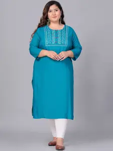 Sztori Women Printed Flared Sleeves Thread Work Kurta