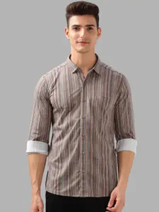 BULLMER Men Spread Collar Multi Striped Cotton Casual Shirt