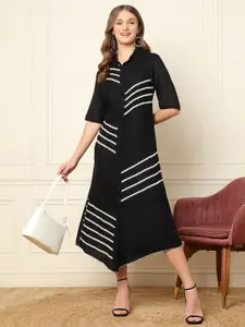 DEEBACO Women Shirt Maxi Asymmetric Hemline Dress