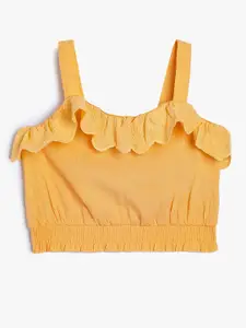 Koton Girls Solid Shoulder Straps Pure Cotton Top