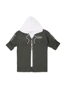 CAVIO Boys Pure Cotton Cavio Spread Collar Lightweight Open Front Jacket And T-Shirt