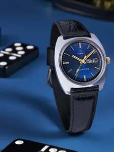 Timex Men Dial & Leather Textured Straps Analogue Watch TW2W44800U9