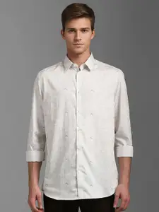 Louis Philippe Sport Men Classic Spread Collar Floral Printed Cotton Casual Shirt