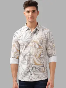 BULLMER Men Spread Collar Abstract Printed Cotton Casual Shirt