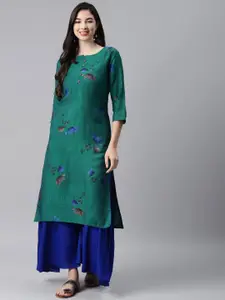BAESD Women Embroidered Keyhole Neck Thread Work Kurta