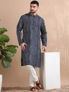 FILORI STUDIO Men Bandhani Print Regular Long Kurta