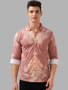 BULLMER Men Spread Collar Ethnic Motifs Printed Cotton Casual Shirt