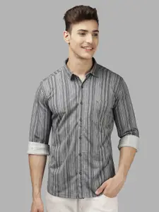 BULLMER Men Spread Collar Multi Striped Cotton Casual Shirt
