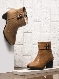 Try Me Women Textured Block-Heeled Regular Boots