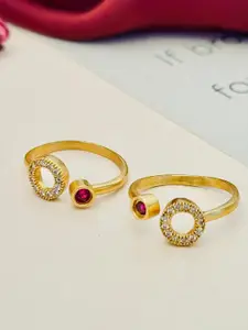 ABDESIGNS Gold-Plated American Diamond Toe Rings