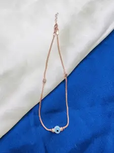 Arte Jewels 92.5 Sterling Silver Stone Studded Single Anklet