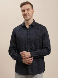 Turtle Men Classic Spread Collar Micro Ditsy Printed Lyocell Slim Fit Formal Shirt