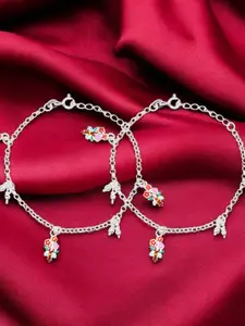 Taraash 925 Sterling Silver Enamelled Charm Anklets