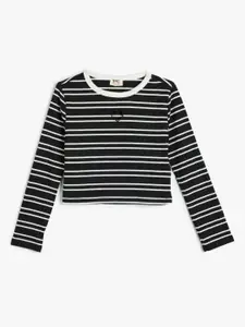 Koton Girls Striped Round Neck T-shirt