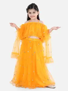 BownBee Girls Embellished Ready to Wear Lehenga & Blouse With Dupatta