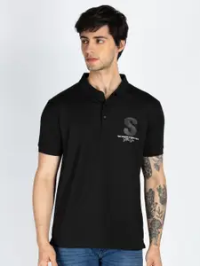 Status Quo Men Solid Polo Collar Cotton T-shirt