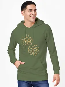 Crazymonk Men Graphic Printed Hood Cotton Pullover Sweatshirt