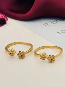 ABDESIGNS Gold-Plated American Diamond Toe Rings