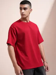 HIGHLANDER Men Self Design Round Neck Relaxed Fit T-shirt
