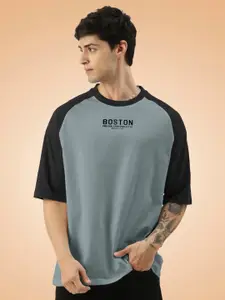 Maniac Men Typography Printed Round Neck Cotton Oversized T-shirt