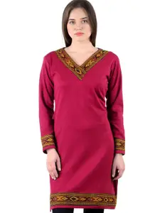 KALINI Women V-Neck Straight Kurti