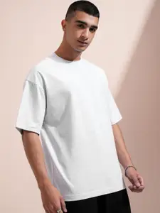 HIGHLANDER Men Solid Round Neck Cotton Oversized T-shirt