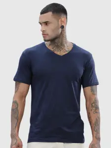 ADRO Men Solid V-Neck Cotton T-shirt