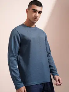 HIGHLANDER Men Self Design Round Neck Relaxed Fit T-shirt