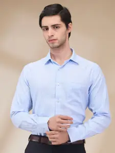 Park Avenue Men Spread Collar Grid Tattersall Checked Cotton Formal Shirt