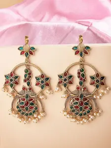 KARATCART Gold Plated Kundan Drop Earrings