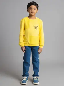 Ed-a-Mamma Boys Typography Printed Pullover Cotton Looper Sweatshirt