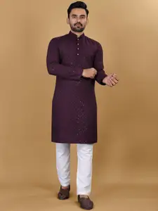 Zurika Fashion Men Pure Cotton Embroidered Sequinned Kurta