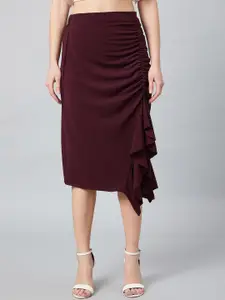 Athena Women Midi Skirt With Front Frill Detail
