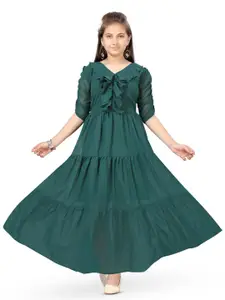 BAESD Girls V-Neck Ruffles Fit & Flare Dress