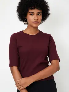 max Women Solid Round Neck Cotton T-shirt