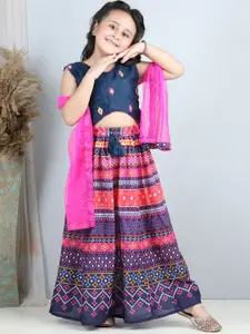 Here&Now X Kinder Kids Girls Embroidered Ready to Wear Lehenga & Blouse With Dupatta