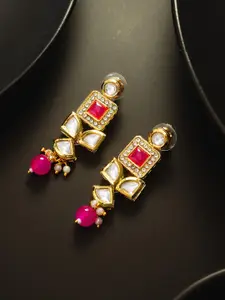 aadita Gold-Plated Classic Kundan and AD Studded Drop Earrings