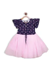 BAESD Girls Geometri Printed Fit & Flare Dress