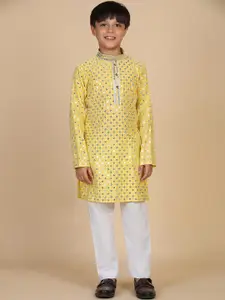Pro-Ethic STYLE DEVELOPER Boys Embroidered Regular Sequinned Kurta with Pyjamas