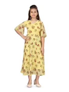 BAESD Girls Floral Printed Fit & Flare Midi Dress