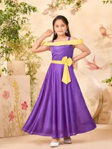 BAESD Girls Cold-Shoulder Sleeves Maxi Dress