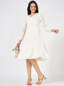 Honey by Pantaloons Women Solid Self Design Empire Dress