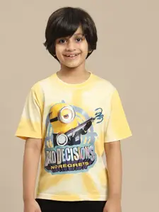 Kids Ville Boys Minions Graphic Printed Pure Cotton Tshirt