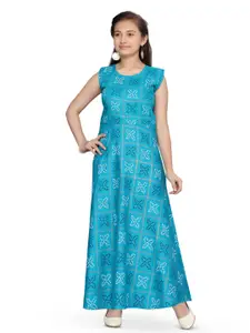 BAESD Girl Round Neck Ethnic Motifs Maxi Dress