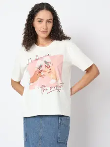 Vero Moda Women Graphic Printed Round Neck Cotton T-shirt