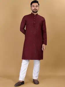 Zurika Fashion Men Pure Cotton Sequinned Embroidered Kurta